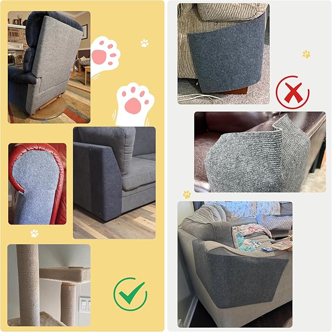 Cat Scratch Furniture Protector, 78.7''x15.8'' Trimmable DIY Self-Adhesive, Durable Corner Scratcher Couch Protectors from Cat Claws for Sofa, Tree Shelves & Scratching Posts (Dark Gray)