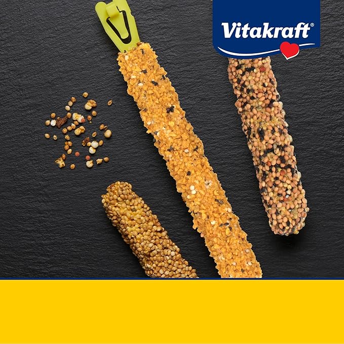 Vitakraft Crunch Sticks Variety Pack: Orange & Apricot Flavor, Egg & Honey Flavor, Sesame & Banana Flavor Treats for Parakeets, 2.4 oz