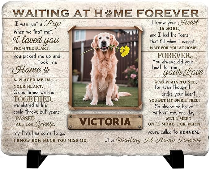 Personalized Pet Memorial Stone, Custom Dog Memorial Gifts for Loss of Dog with Photo Name Date, Dog Remembrance Gift, Loss of Dog Sympathy Gift for Dog Cat Lovers (Quote 01)