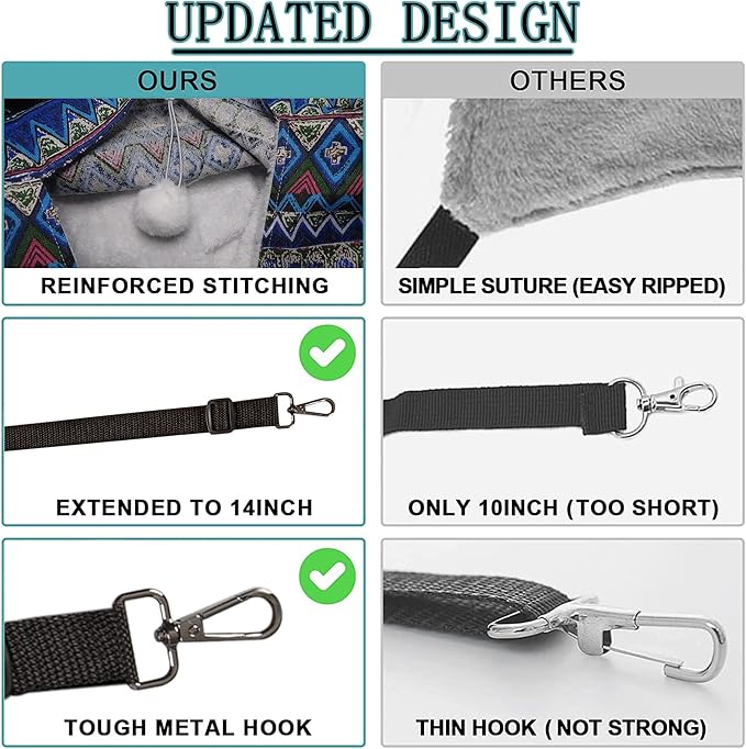 JSPYFITS Cat Cage Hammock with Ball,Double Layer Hanging Adjustable Soft Pet Bed Suit for Kitten Ferret Puppy Rabbit or Small Pet, 2 Level Indoor Bed for All Season(Blue Whale)