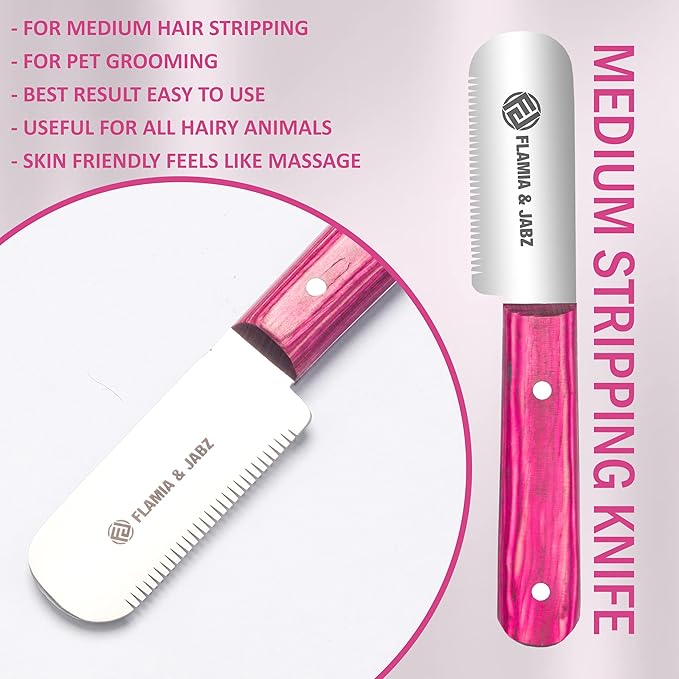 FJ Professional Stripping Knife, Right handed, 3 inch blade (Stainless Steel) (3 Pack, Pink)