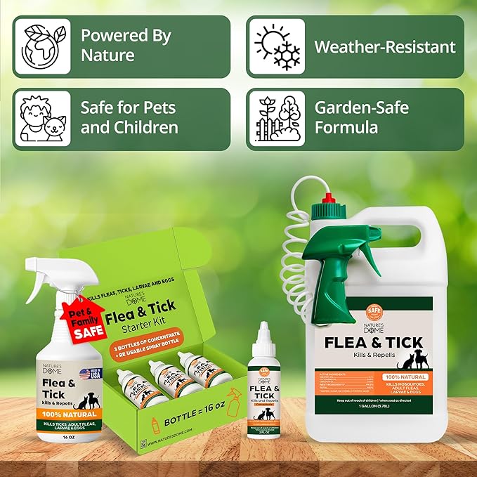 Nature’s Dome Peppermint Flea & Tick Spray – 16 oz – Kills & Repels Fleas, Ticks, Larvae & Eggs – Plant-Based Pest Control – Safe for Pets, Kids & Plants – Ready-to-Use