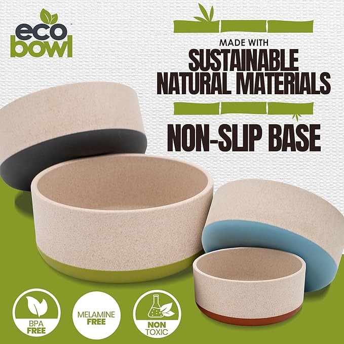 Palz&Co EcoBowl with Lid for Dogs & Cats, 80 oz Cinnamon - Natural Bamboo Pet Bowl with Non-Slip Base, Pet Food and Water Dish, Dishwasher Safe