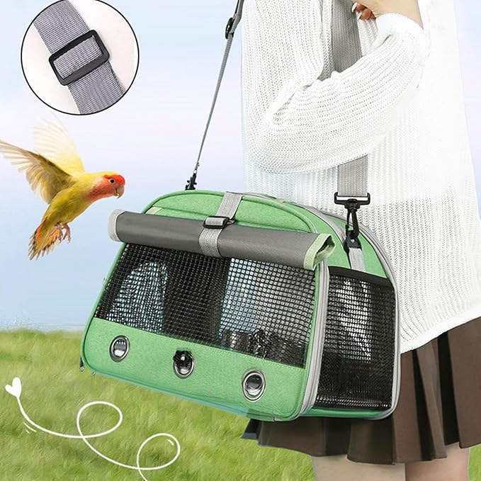 Bird Travel Carrier - Portable Parrot Travel Bag, Bird Carrier Bag, Zippered Multipurpose | Portable Sparrow Case with Shoulder Strap, Parrot Transport Cage for Walking, Sunbathing