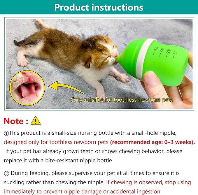 Pet Feeding Bottle for Puppies and Kittens,40ml Green