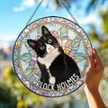Custom Cat Portrait Art Suncatcher Stained Glass Window Hanging Remembrance Gift Indoor Decor Dog Bereavement Keepsake Loss of Pet Sympathy with Name Date Portrait