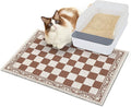 Bienbee Cat Litter Mat,24" x 15" Waterproof Litter Box Mat Litters Rug with Non-Slip Bottom, Easy to Clean Litter Trapping Mat for Cat,Light Beige Checkerboard M