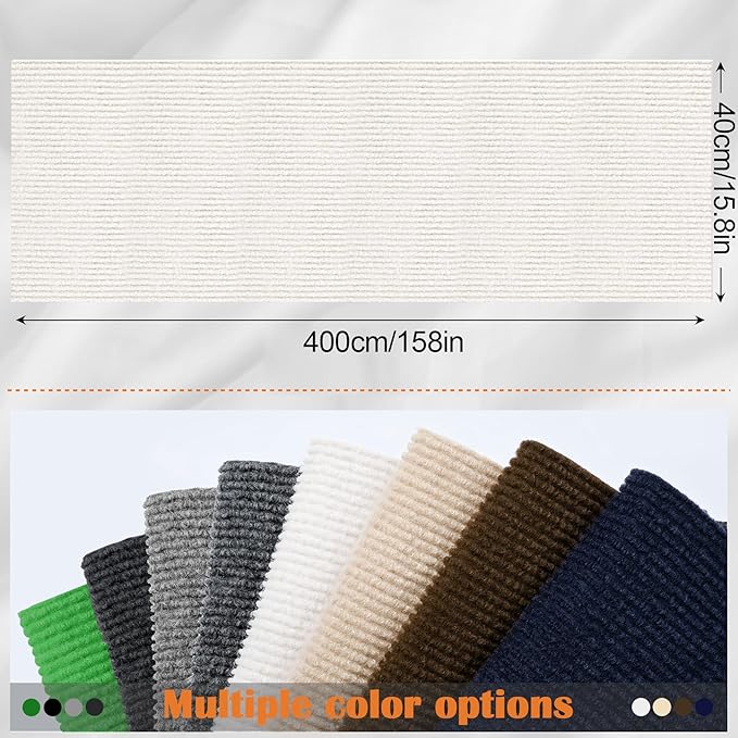 Cat Scratch Furniture Protector - 158" x 13.8" Trimmable Self-Adhesive Cats Claws Scratch Pads, DIY Cat Climbing Couch Protector for Scratch Post Cat Tree Replacement Indoor (Cream White)