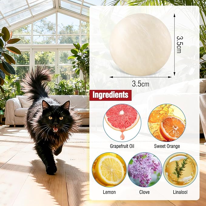 Cat Repellent Outdoor to Keep Cats Away Natural Deterrent White Ball Prevent Cats from Peeing,Guard Against Scratch and Chew 12 Pack