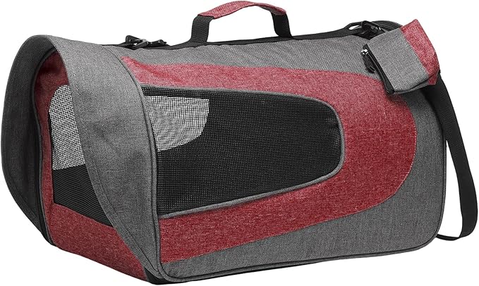 Cat Carrier, Ventilation Mesh, Travel Pet Carrier Breathable Small Dog Carrying Case Up to 16.5 lbs (Red), Intended for Hiking/Camping/Traveling, 14"x9"x9"
