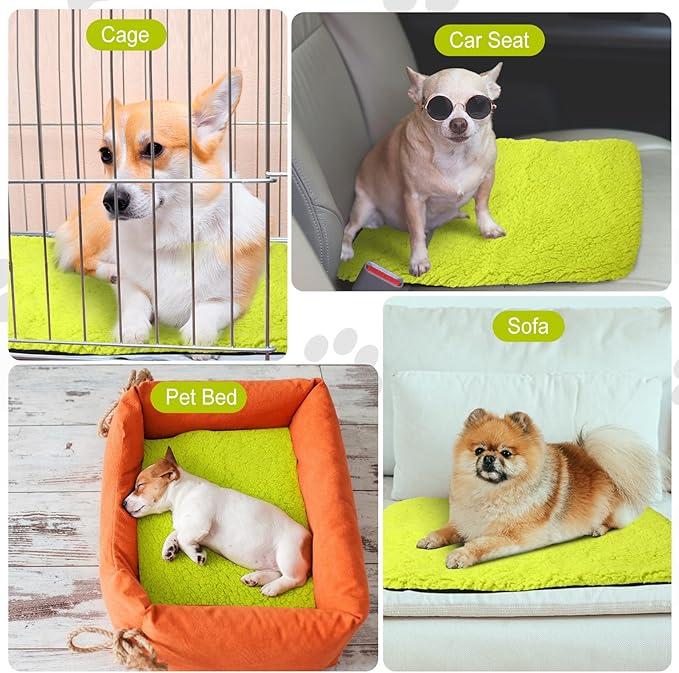 4 Pack Self Warming Cat Pads Self Heating Cat Mat Washable Homeless Dogs Thermal Pads Kennel Pad Reflects Body Heat Warm Crate Bed Mat for Indoor Outdoor Pet(Fluorescent Green,16 x 20 Inch)