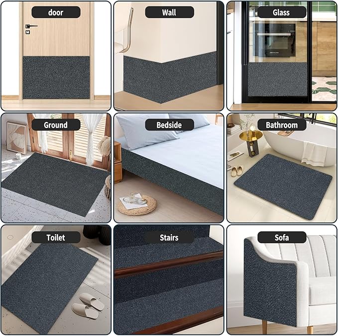 2 Pcs 39.4"X15.8" Cat Scratch Mat for Furniture and Wall Protectors, Trimmable Self-Adhesive Cat Scratch Pads, DIY Cat Scratcher for Covering Cat Tower and Couch Protector (Dark Gray)