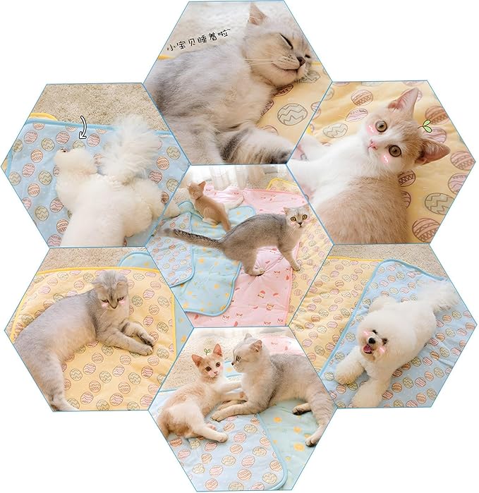 NACOCO Pet Cooling Mat Cat Dog Cushion Pad Summer Cool Down Comfortable Soft for Pets and Adults (S,Blue)