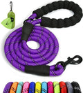 Taglory Rope Dog Leash 5 FT with Comfortable Padded Handle, Highly Reflective Threads Leash and Anti-Tangle Clip for Walking Small Dogs, 3/8 inch, Purple