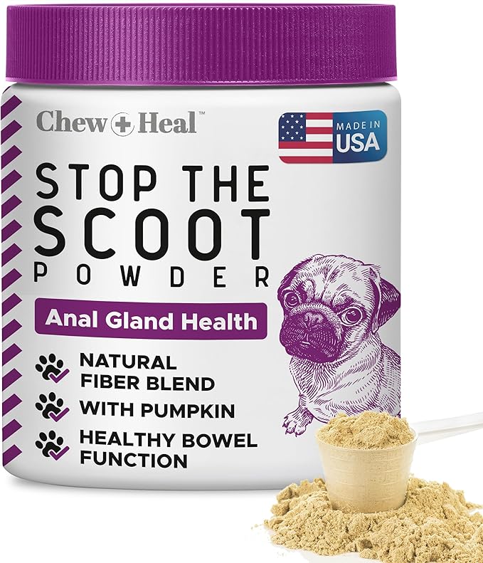 Glands Bowel Support - 14 oz of Stop The Scoot Powder for Scooting, Healthy Anal Glands, and Digestive Health - Made with Pumpkin Powder for Dogs