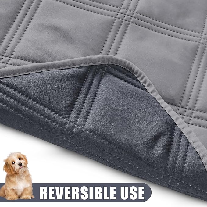 Smiry Waterproof Dog Bed Cover Blanket 68x82, Soft Reversible Pet Blanket, Washable Leakproof Cats Dogs Couch Cover for Sofa, Couch, Furniture, Grey/Dark Grey