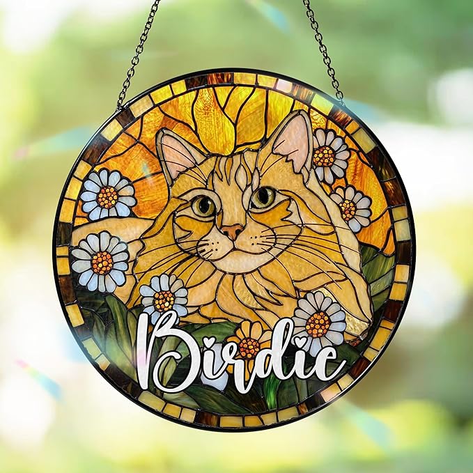 Custom Dog Portrait Art Suncatcher Stained Glass Remembrance Gift Pet Indoor Decor Window Hanging Dog Cat Bereavement Keepsake Loss of Pet