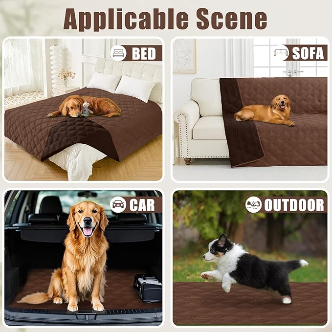 Smiry Waterproof Dog Bed Cover Blanket 40x50, Soft Reversible Pet Blanket, Washable Leakproof Cats Dogs Couch Cover for Sofa, Couch, Furniture, Brown/Chocolate