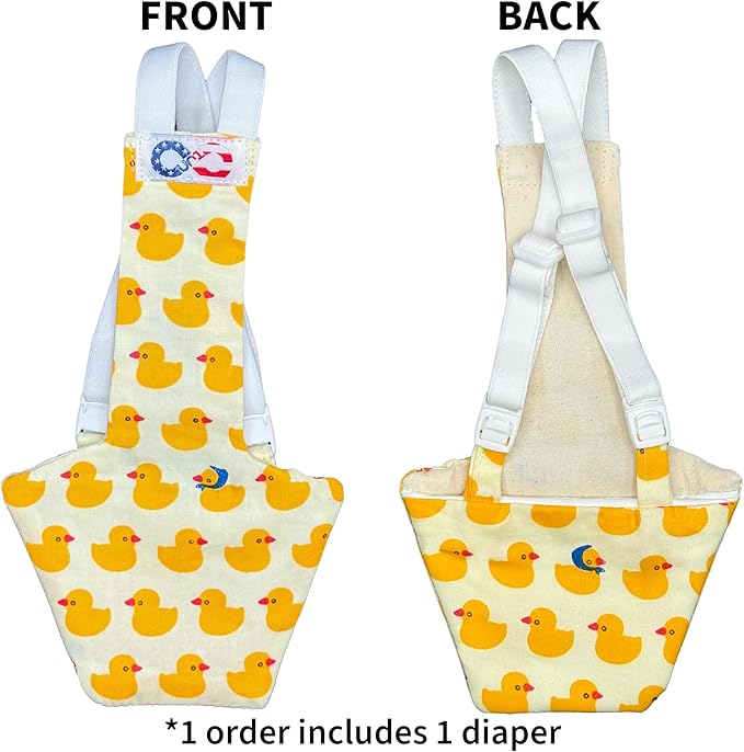 Chicken Diapers Duck Diaper Diaperalls for Hens, Roosters, Ducks, Ducklings - Reusable, Adjustable by Uni Infinity (Yellow Ducks, Duck Small, 1, Count)