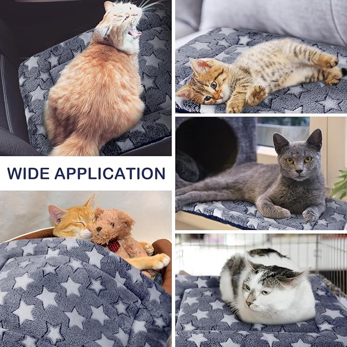 VitalCozy 4 Pcs Winter Dog Crate Pads, Ultra Soft Warm Washable Dog Cat Bed Mat for Pet Crate Comfortable Replaceable Reversible Kennel Pad for Small, Medium, Large Dogs(18 x 24 x 1.6 Inch,Blue)