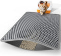 Cat Litter Mat - 46" x 35" Jumbo Litter Box Mat with Double Layers, Urine-Proof and Non-Slip Litter Trapping Mat, Easy to Clean Kitty Litter Mats for Floor, Scatter Control, Grey
