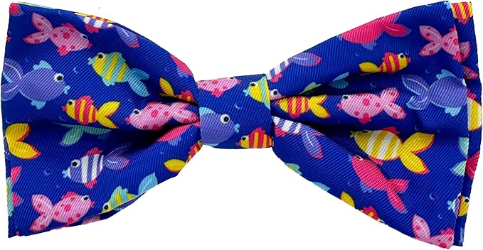 Huxley & Kent Bow Tie for Pets | Something Fishy (Small) | Spring Bow Tie Collar Attachment | Fun Collar Accessory for Dogs & Cats | Cute, Comfortable, and Durable | H&K