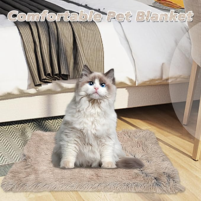 PJYuCien Fluffy Fleece Calming Pet Throw Blanket, Super Soft and Warm for Indoor Cats and Dogs, Small 16" * 24", Machine Washable, Puppy Bed (Brown)
