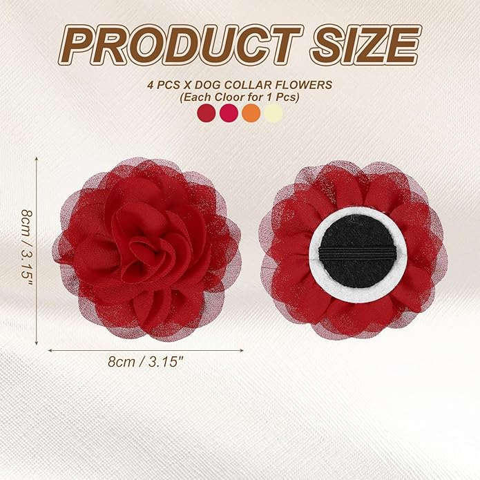 Dog Collar Flowers, Pet Flower Charms Soft Chiffon Cat Collar Bow Tie Floral Grooming Supplies, Intended for Dog