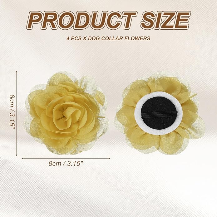 Dog Collar Flowers, Pet Flower Charms Soft Chiffon Cat Collar Bow Tie Floral Grooming Supplies, Intended for Dog