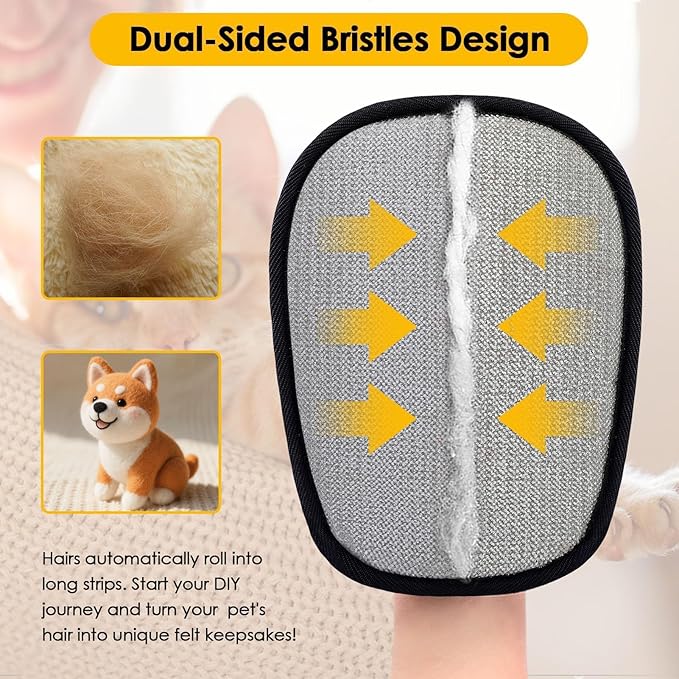 SAWMONG 2-Pack Pet Hair Removal Gloves, Fan-Shaped Reusable Dog & Cat Hair Remover for Clothes, Couch, Carpet & Car Seats
