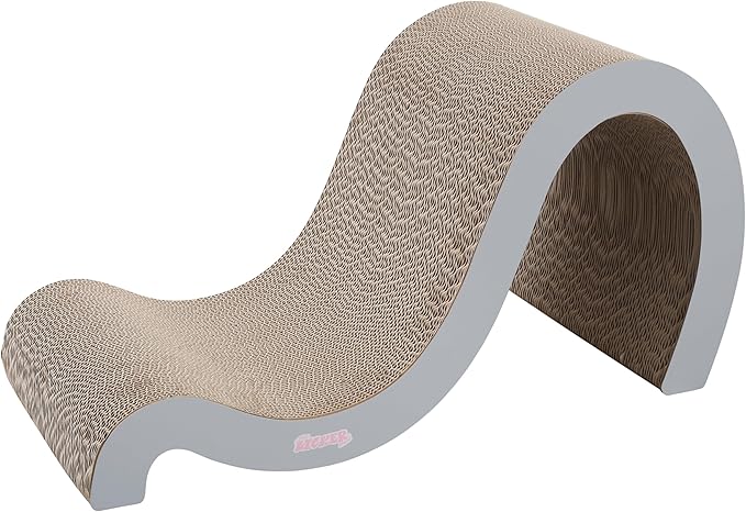 CSR1013E Kona 27" Modern Cardboard Double-Sided Wave Cat Scratcher with Catnip, Fog