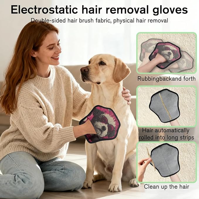 Cool Dog Pet Hair Removal Glove for Dogs & Cats,2 PCS Newly Upgraded Reusable Electrostatic Pet Hair Gloves,Dog Hair Remover Tool for Clothing,Couch,Carpet,Car Seat