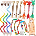 Silvervine Sticks for Cats & Cat Chew Rope Toy with Refillable Natural Catnip Bag for Teeth Cleaning, Interactive Cat Catnip Toys for Indoor Cats, Kitten Teething Toys for All Breeds (12Pcs)
