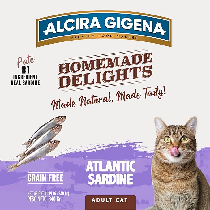 Wet Cat Food for Adult Cats, Atlantic Sardine Recipe, High Protein Grain Free Canned Cat Food, 11.99 oz Cans (Pack of 12)