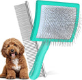 Slicker Brush for Dogs, Large Dog Brush to Long Haired Dogs for Poodles Doodles Goldendoodles Bernedoodles, Long Pin Grooming Kits to Dematting & Reducing Tangles and Fluff, Green