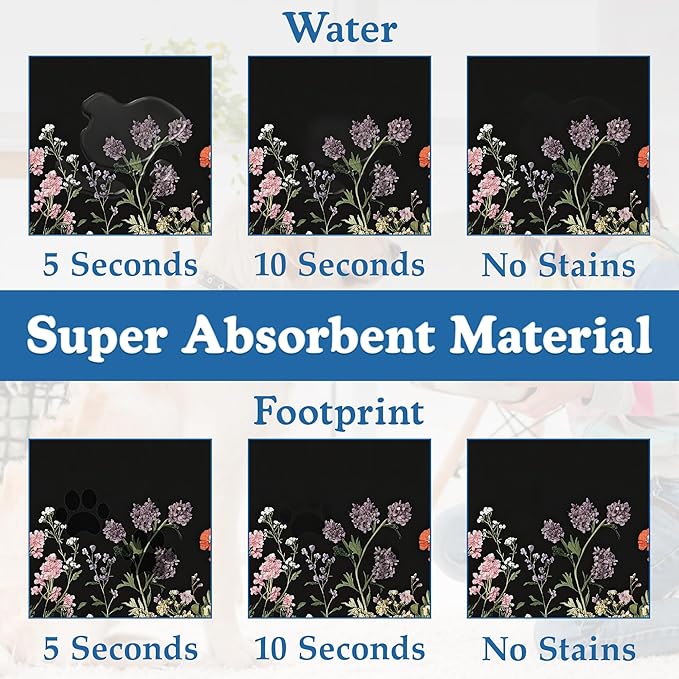 Vintage Wild Herbs Dog Cat Food Mat–Christmas Stocking Absorbent Waterproof Placemat for Food and Water Bowls, Non Slip Rubber Backing, Feeding Mat for Clean Floors 12"x20"
