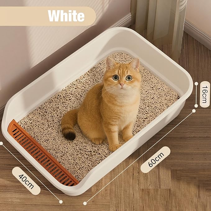 Gefryco Senior Cat Litter Box Low Entry Extra Large Litter Box for Indoor Cats Corner Low Cat Pan