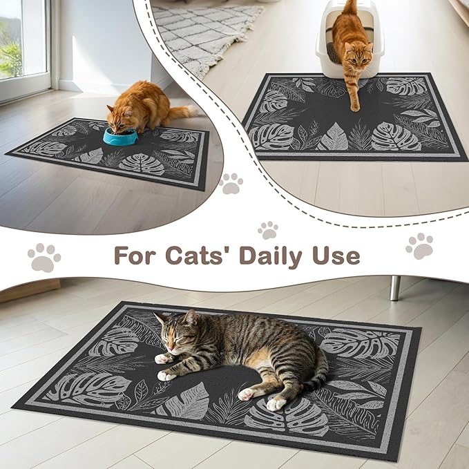 Unicorn Catcher 33x22 inches Cat Litter Mat Non-Slip Bottom Litter Box Mat Urine-Proof Soft Litter Mat for Cats Waterproof Pads Protects Floors Cat Mat for Litter Box