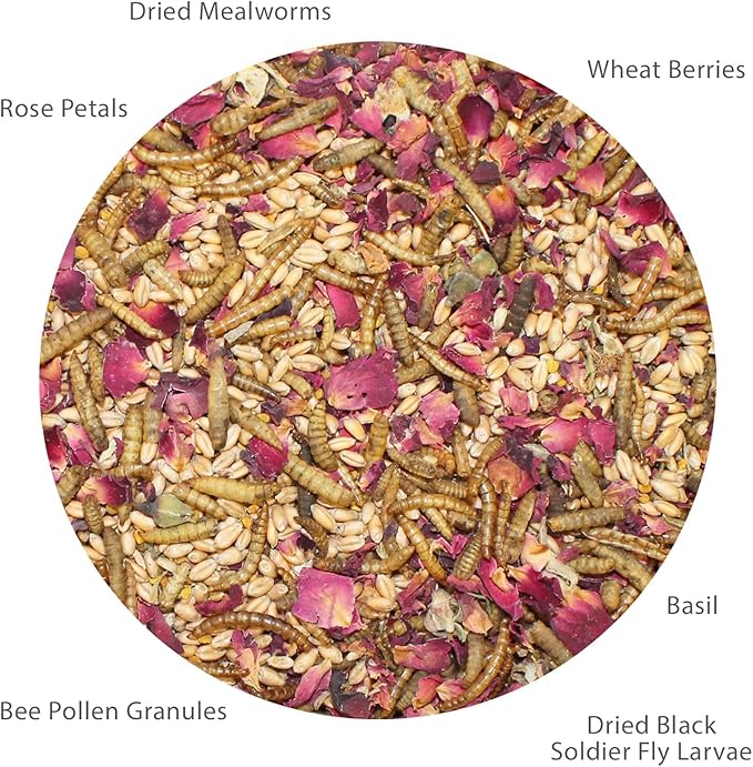 Exotic Nutrition Bee-Tastic - Healthy All-Natural Chicken Treat - Dried Insects, Flowers, Herbs Wheat Berries & Bee Pollen - Promotes Healthy Chickens & Eggs (7 oz)