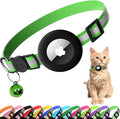 Cat Collar with Air Tag Holder, Reflective Kitten Collar with Bell, Breakaway Airtag Cat Collar for Boys Girls Cats, GPS Tracker for Cats 0.4’’ Width Adjustable Safe Kitty Collar, Light Green