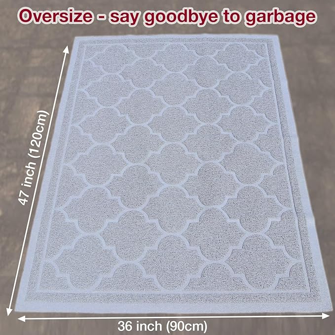 Cat Litter Mat Litter Trapping Mat, Non-Slip, Less Waste Cat Litter Box Mat,Door mats, Entrance mats，Waterproof, Anti Slip, and pet Urine Resistant，47" x 36" LightBlue