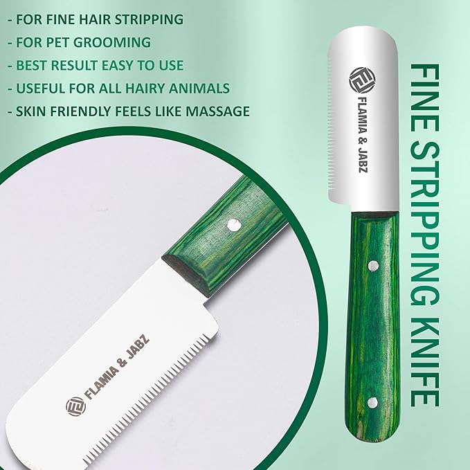 FLAMIA & JABZ FJ Professional Stripping Knife, Right handed, 3 inch blade (Stainless Steel) (3 Pack, Green)