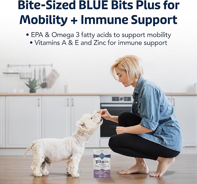 Blue Buffalo Blue Bits Plus Mobility and Immune Support Daily Benefit Dog Treats, Soft & Chewy Beef Morsels, 3.5-oz. Bag