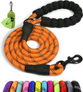 Taglory Rope Dog Leash 5 FT with Comfortable Padded Handle, Highly Reflective Threads Leash and Anti-Tangle Clip for Walking Small Dogs, 3/8 inch, Orange