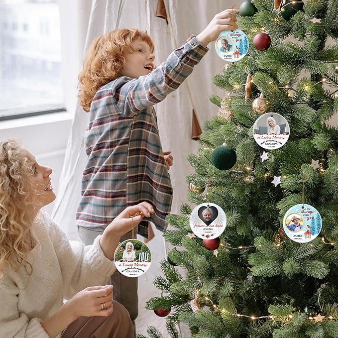 Customized Sympathy Gift for Loss of Loved One - Personalized Christmas Photo Ornaments 2026 - Custom Photo, Name, Years Memorial Gifts