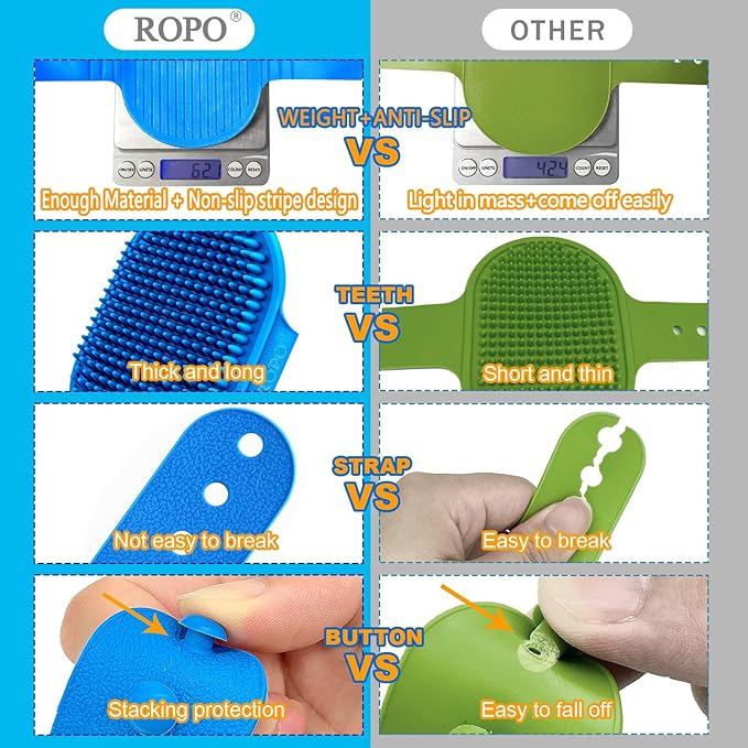 Dog Grooming Brush, CWXZSTM Pet Shampoo Bath Brush Soothing Massage Rubber Comb with Adjustable Ring Handle for Long Short Haired Dogs and Cats 2pcs