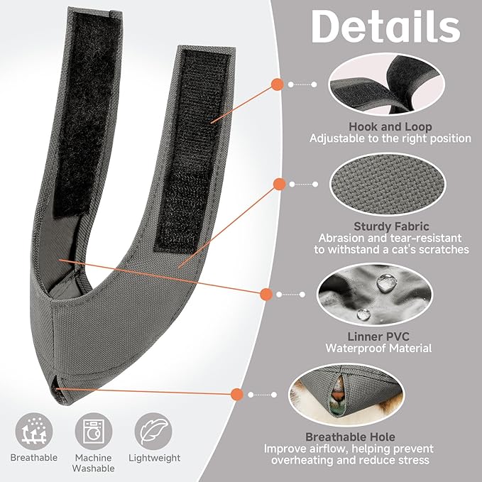 BARKLESS Cat Calming Muzzle for Grooming & Nail Trimming, Oxford Muzzle with Shading Design to Help Calm The Cat Down, Soft Head Cover to Prevent Biting & Scratching (Grey, L)