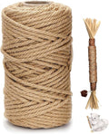 Natural Sisal Rope for Cat Scratcher - 100ft x 1/4" Durable Hemp Rope & Twine Cat Toy with Catnip, Includes Free Silvervine Sticks, Eco-Friendly for Cats & Kittens
