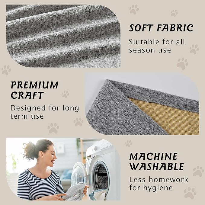 PuTian 100% Waterproof Couch Cover for Dogs - Anti-Scratch Washable Non Slip 2 Cushion Cover Blanket for L Shaped Sectional Recliner Chair Sofa Slipcover for Pet Cats Kids, 71''X118'' Boho Grey