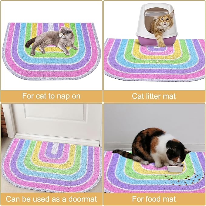 Unicorn Catcher Cat Litter Mat Quality Litter Box Mat Large Non-Slip Cat Litter Mat Litter Trapping Mat Soft Kitty Litter Mat Compatible Two Litter Boxes Cat Products Easy to Clean,Pink,M